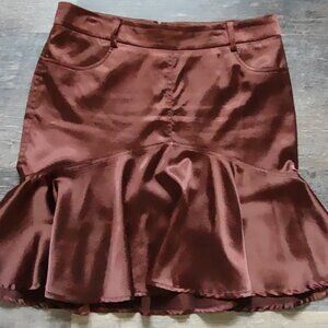 Cache Luxe Brown Satiny Mini Skirt Size 8
